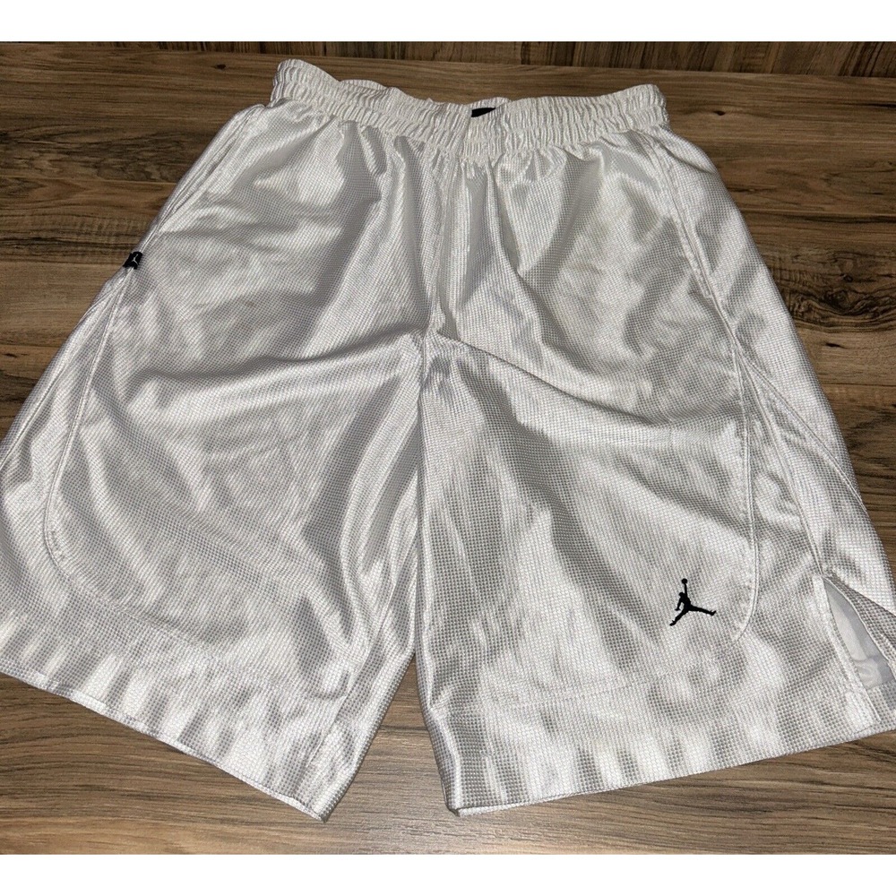 VTG‎ Nike Jordan White Black Jumpman Dazzle Shiny Shimmer Shorts Mens M